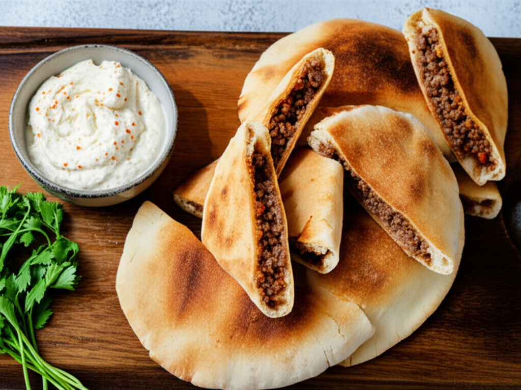 Generate a high-quality, relevant image prompt for an article about: arayes recipe
