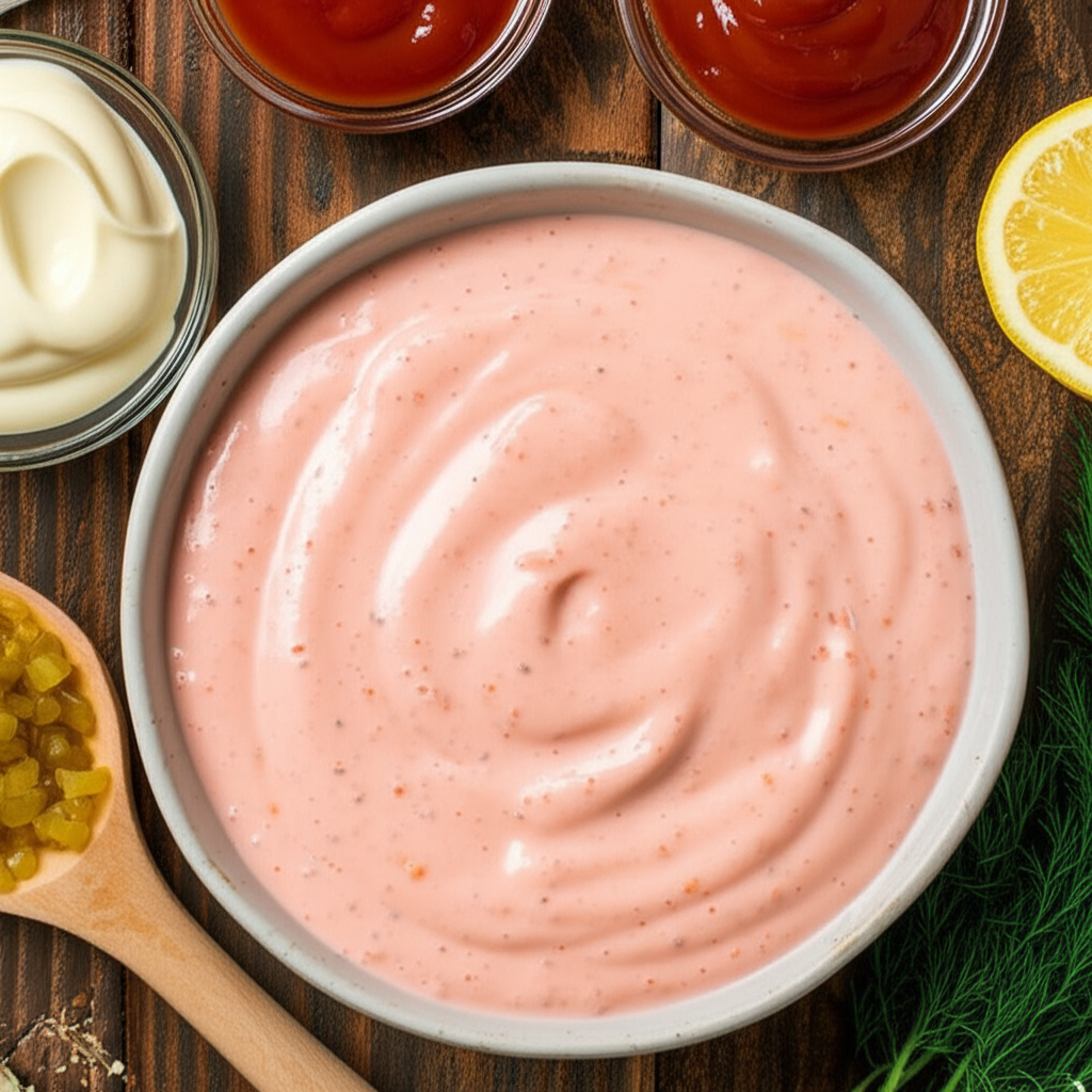 Generate a high-quality, relevant image prompt for an article about: russian dressing recipe