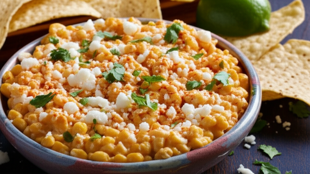 Generate a high-quality, relevant image prompt for an article about: street corn dip recipe