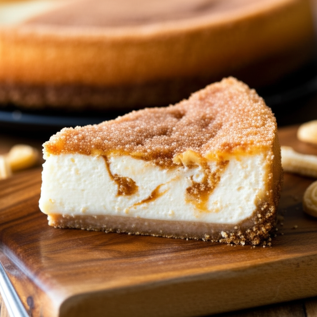 Generate a high-quality, relevant image prompt for an article about: churro cheesecake recipe
