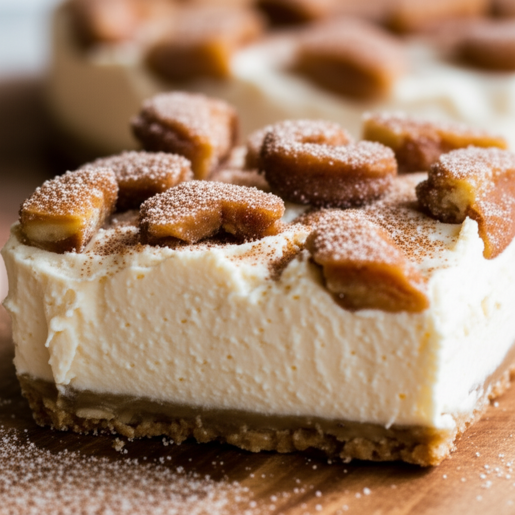 Generate a high-quality, relevant image prompt for an article about: churro cheesecake recipe