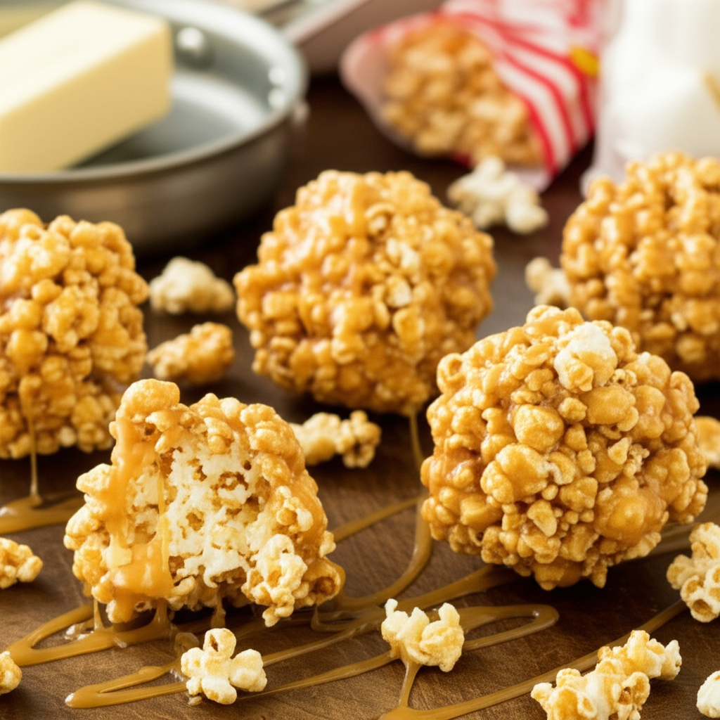 Generate a high-quality, relevant image prompt for an article about: popcorn balls recipe