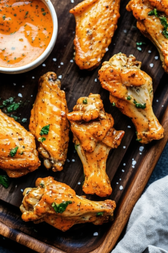 Generate a high-quality, relevant image prompt for an article about: cowboy butter chicken wings rec