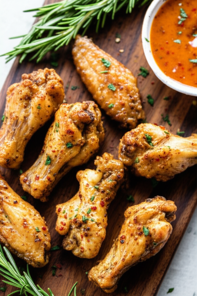 Generate a high-quality, relevant image prompt for an article about: cowboy butter chicken wings rec